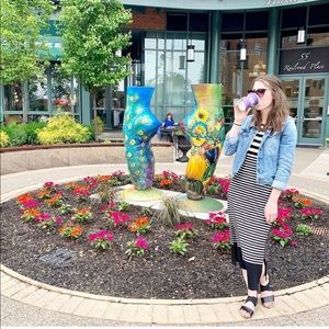 LOFT Stripe Midi Dress